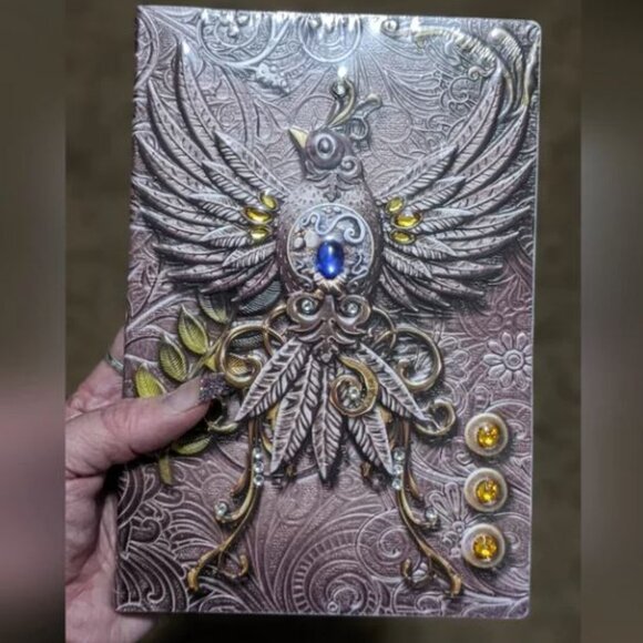 Vintage Phoenix Bird 3D Jeweled Diary Notebook - Picture 3 of 6
